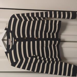 J. Crew Emilie sweater lady jacket, like new, size XS, Black and White striped